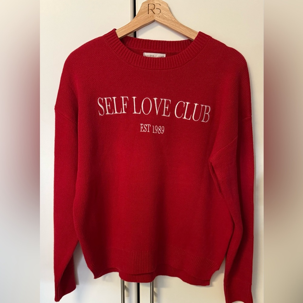 Red Self Love Club Sweater - Picture 4 of 10